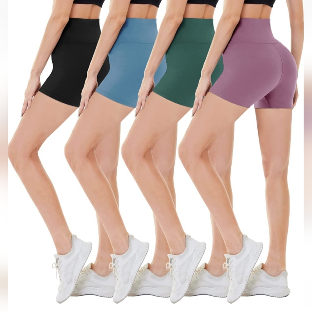 4 Pack Bike Shorts for Women Size Small-Medium High Waist 5"